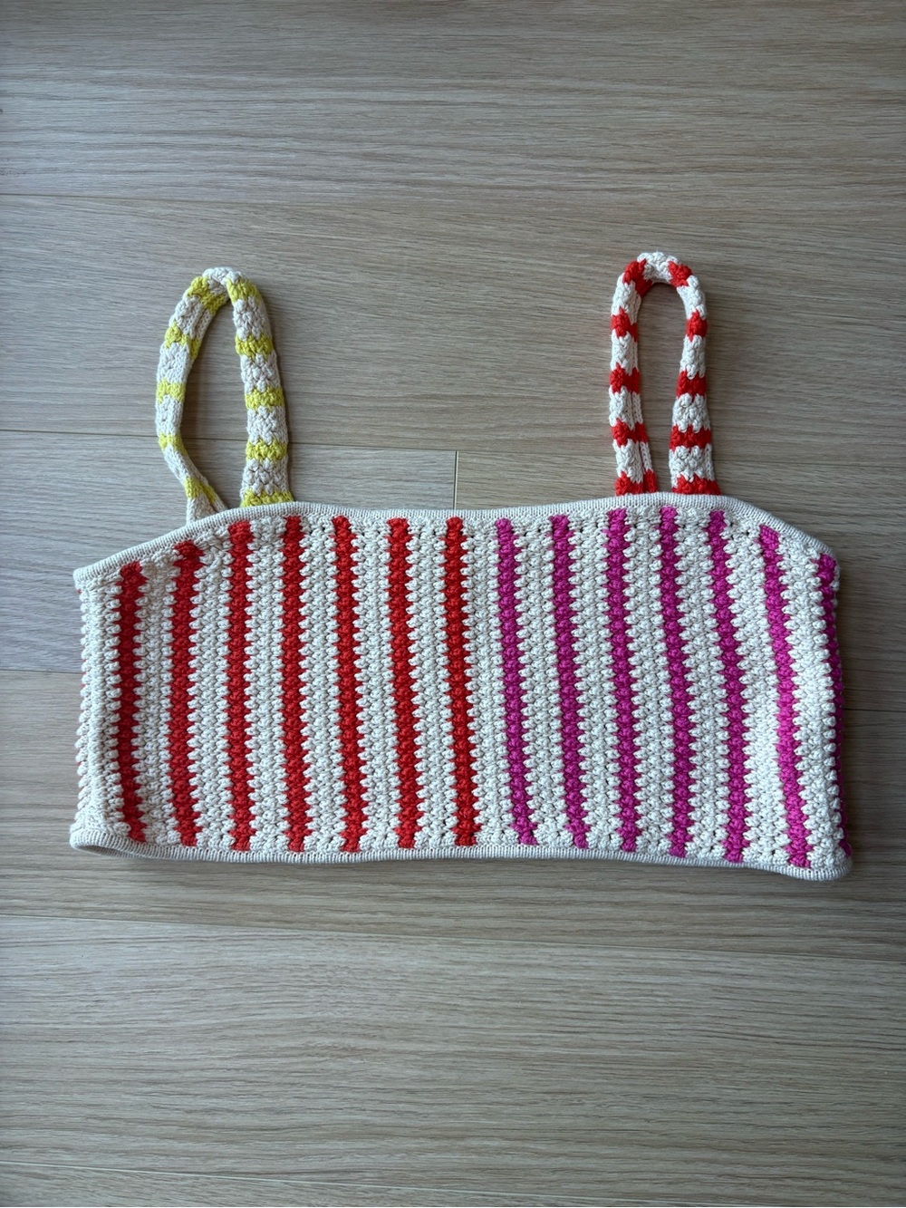 Striped Crochet Crop Top with Multicolor Straps